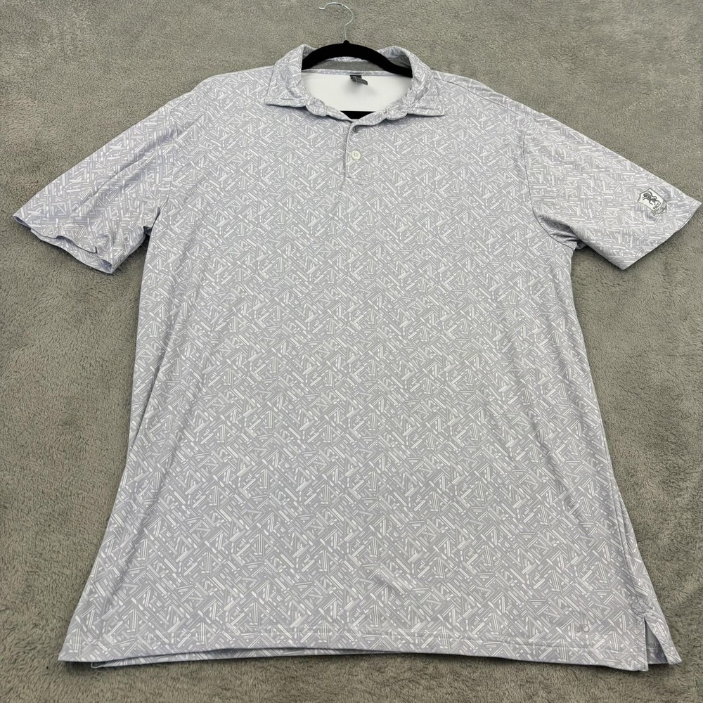 Anderson Ord Polo Shirt Mens‎ M Gray Geometric Print Performance Golf Athletic